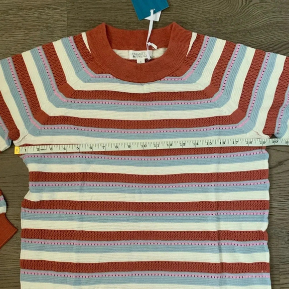 Market & Spruce Stitch Fix Multi Stripe Eyelet Long Sleeve Pullover - Size M NWT - Picture 6 of 9